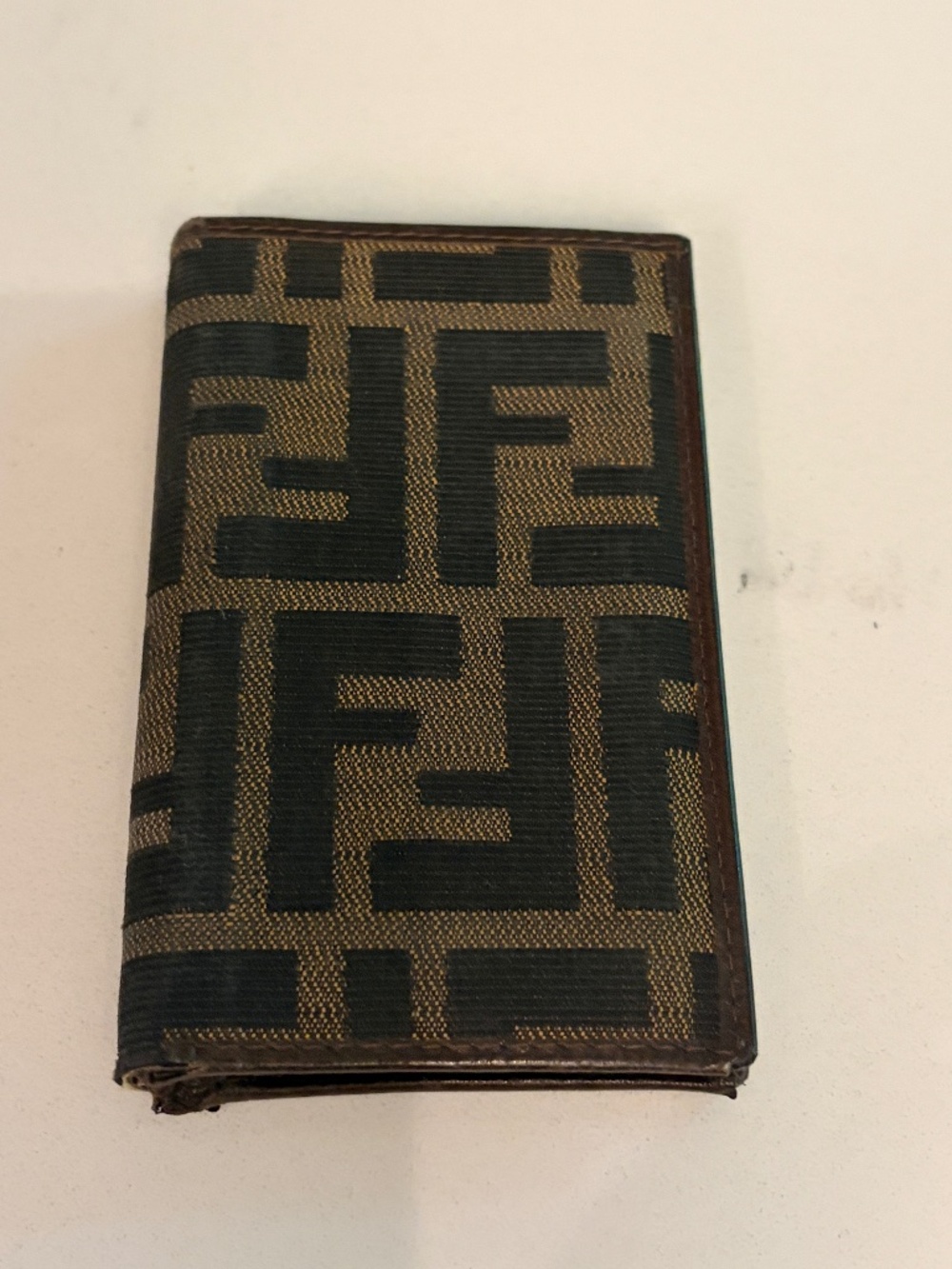 Fendi Zucca FF Monogram Compact Bifold Wallet – Black/Tobacco Canvas Leather